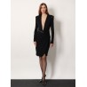Crepe mini dress with V-neckline