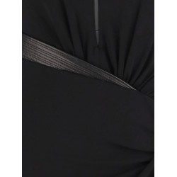 Crepe mini dress with V-neckline