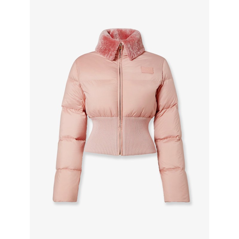 Technical fabric and shearling down jacket