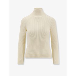 Ribbed stretch wool turtleneck sweater