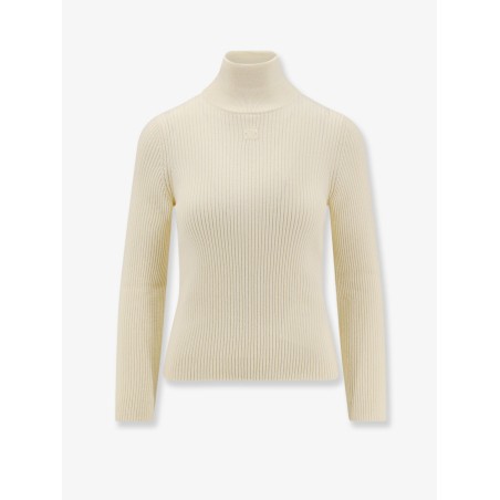 Ribbed stretch wool turtleneck sweater