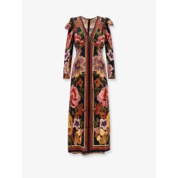 Viscose long dress with Chenille Flowers print