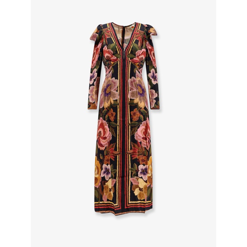 Viscose long dress with Chenille Flowers print