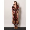 Viscose long dress with Chenille Flowers print