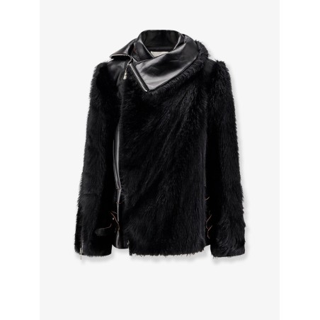 Leather Jacket with synthetic fur inserts