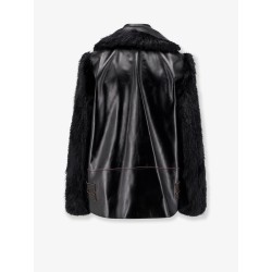 Leather Jacket with synthetic fur inserts