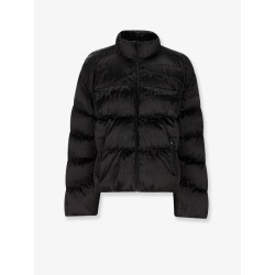 Nylon down jacket with all-over lettering logo