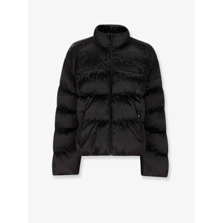 Nylon down jacket with all-over lettering logo