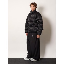 Nylon down jacket with all-over lettering logo