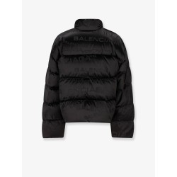 Nylon down jacket with all-over lettering logo