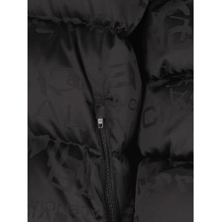 Nylon down jacket with all-over lettering logo