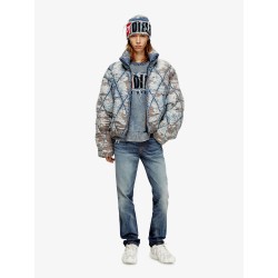 W-Kons down jacket with distressed effect