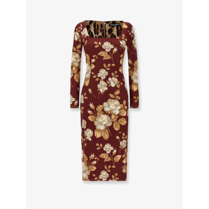 Vintage rose print satin midi pencil dress