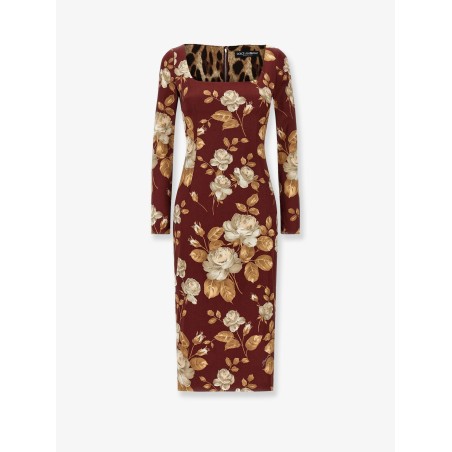 Vintage rose print satin midi pencil dress