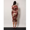 Vintage rose print satin midi pencil dress
