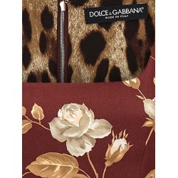 Vintage rose print satin midi pencil dress