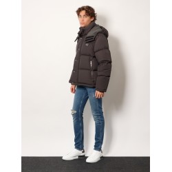Nylon hooded down jacket