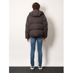 Nylon hooded down jacket