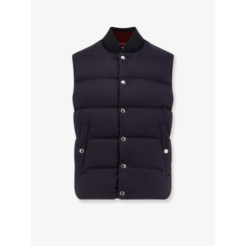 Cotton and viscose reversible sleeveless jacket