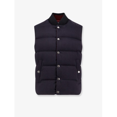 Cotton and viscose reversible sleeveless jacket