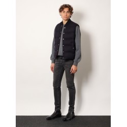 Cotton and viscose reversible sleeveless jacket