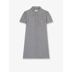 Vichy silk mini chemisier dress