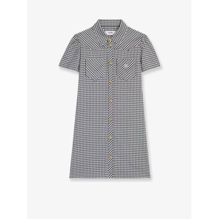 Vichy silk mini chemisier dress