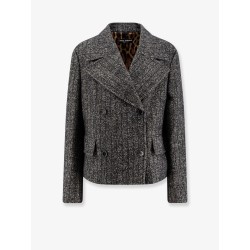 Wool blend striped double-breasted blazer