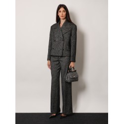 Wool blend striped double-breasted blazer