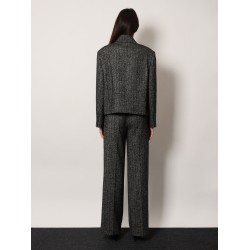 Wool blend striped double-breasted blazer