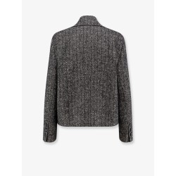 Wool blend striped double-breasted blazer