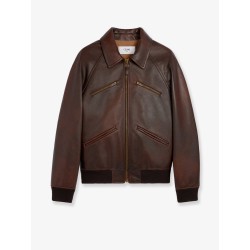 Leather jacket with wool lining