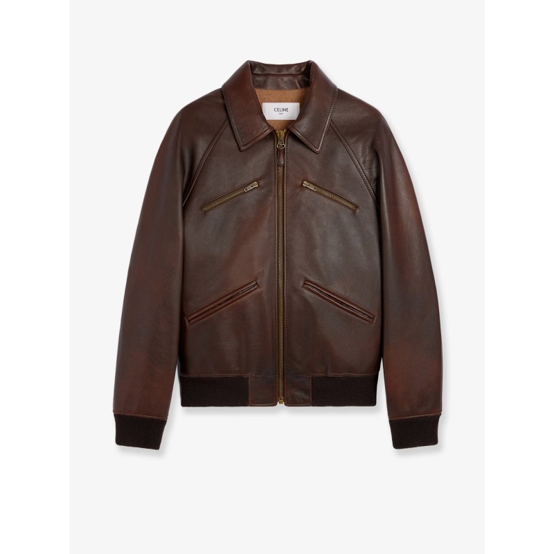 Leather jacket with wool lining