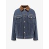 Denim padded jacket with corduroy collar