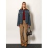 Denim padded jacket with corduroy collar