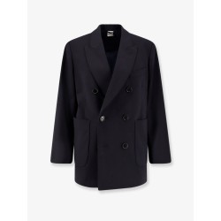 Double-breasted wool blend blazer