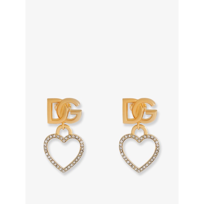 Meatl earrings with rhinestones