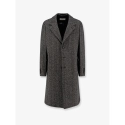 Wool blend coat with herringbone motif