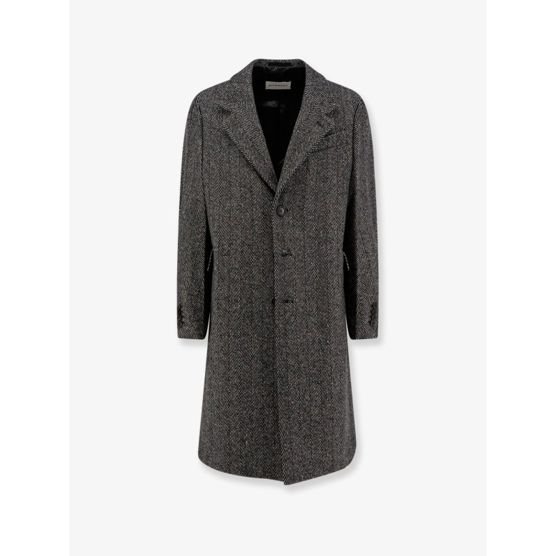 Wool blend coat with herringbone motif
