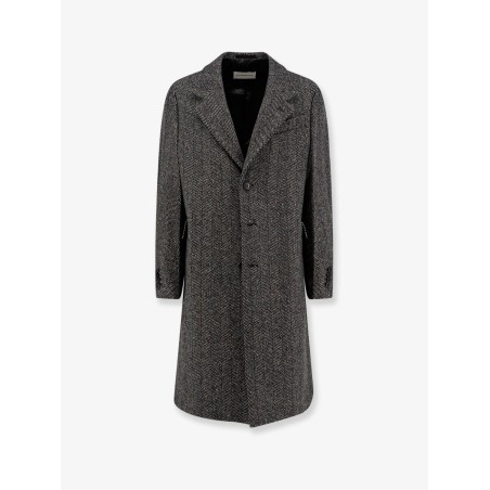 Wool blend coat with herringbone motif
