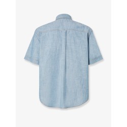 Cotton shirt with denim effect