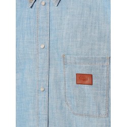 Cotton shirt with denim effect