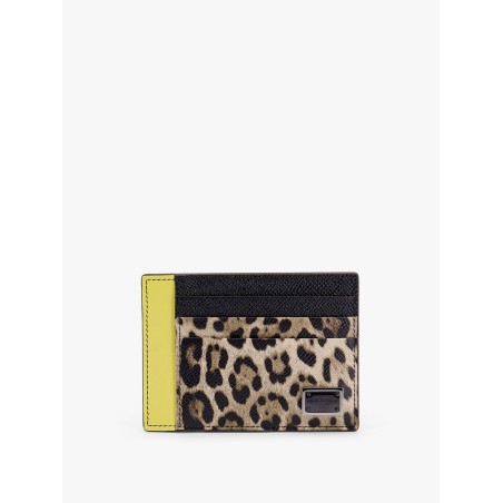 Saffiano leather card holder with animalier insert