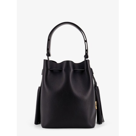 So Seau leather bucket bag with meatl Vlogo