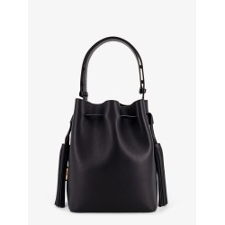 So Seau leather bucket bag with meatl Vlogo
