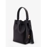 So Seau leather bucket bag with meatl Vlogo