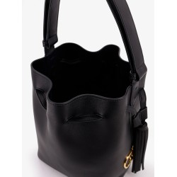 So Seau leather bucket bag with meatl Vlogo