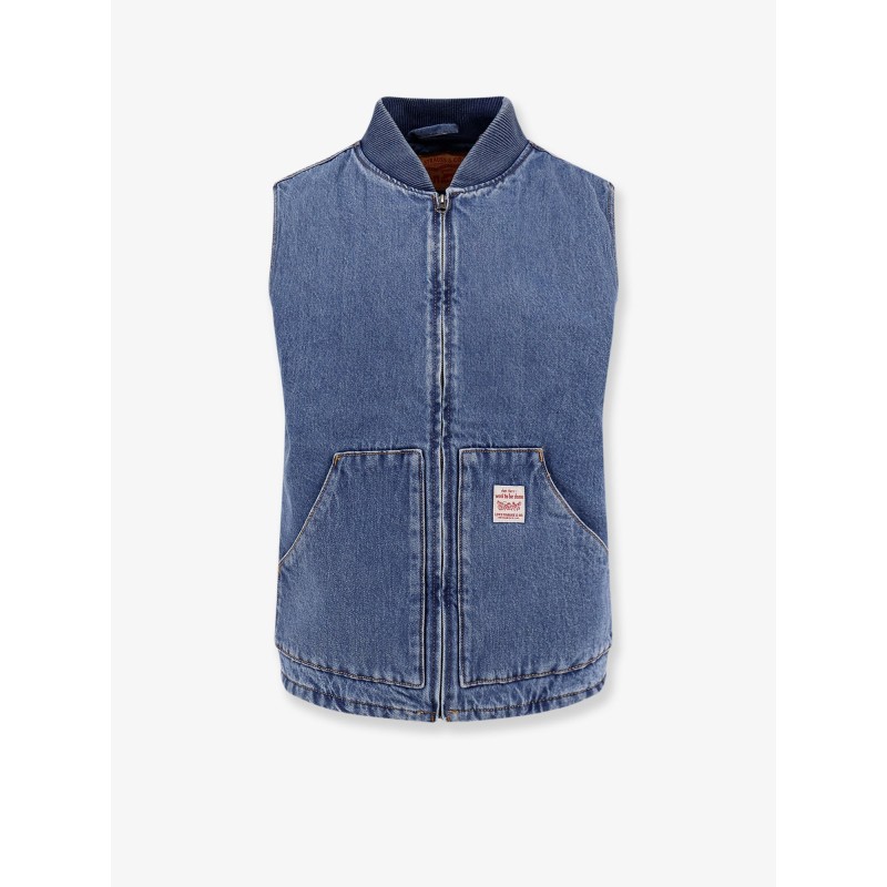 Padded denim vest