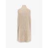 Sleeveless long wool blend cardigan with distressed effect