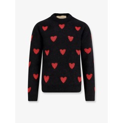 Wool and mohair sweater with lurex hearts